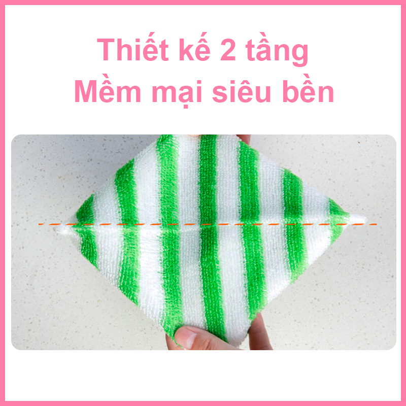 COMBO 3 Khăn lau sợi tre MyJae lau bếp, lau tay, 2 mặt có móc treo 23cm x 18cm (3 Cái/Gói)