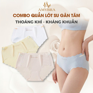 Combo 3 Quần Lót Nữ Mềm Mịn - Set 3 Quần Lót Su Cạp Vừa Thoáng Mát AMYBRA L8368