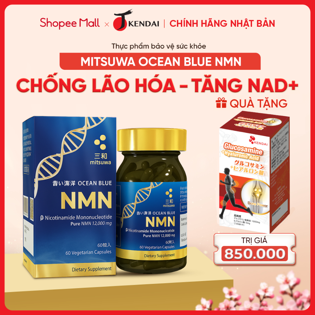 Viên Uống Bổ Sung NMN Nhật Bản Mitsuwa Ocean Blue Tăng NAD+, Hỗ Trợ Chống Lão Hoá Hộp 60 Viên
