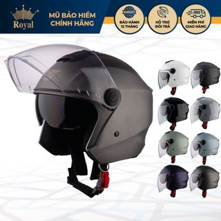 Mũ bảo hiểm 3/4 đầu Royce Helmet Xh01 có 2 kính cho nam nữ đi xe máy bảo hành 12 tháng