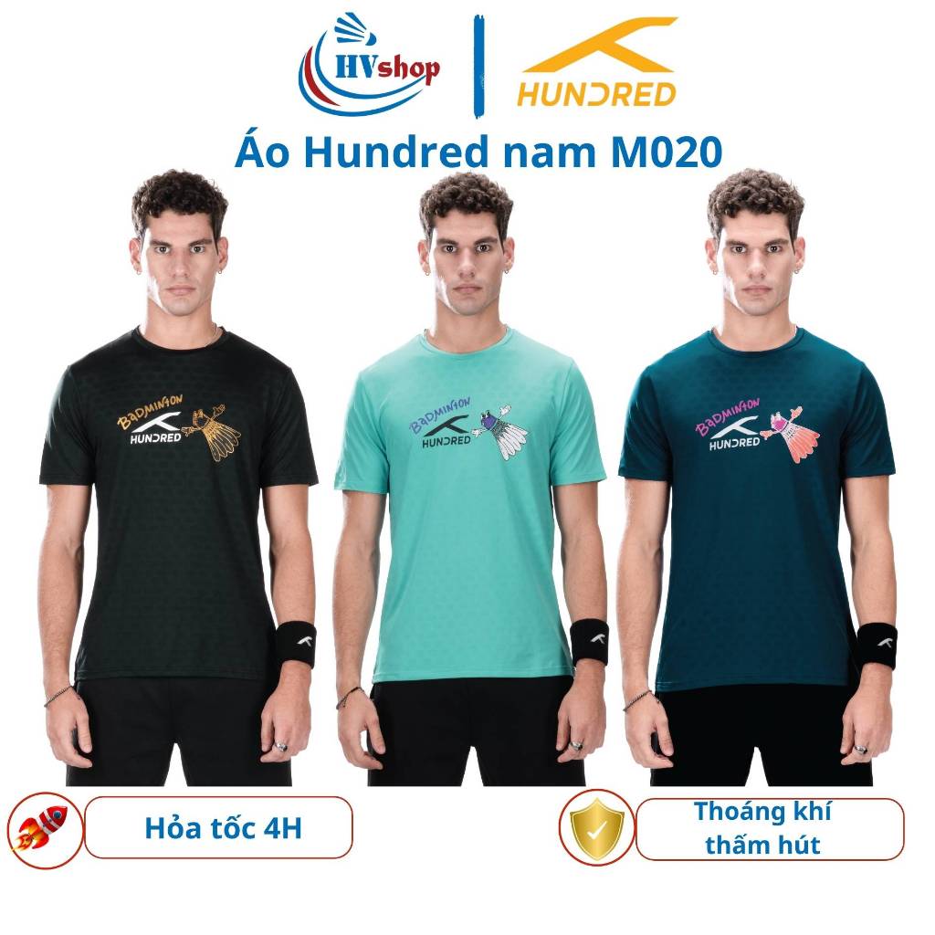Áo cầu lông Hundred M020 chính hãng, Unisex, thoáng khí, thấm hút mồ hôi tốt - HVShop