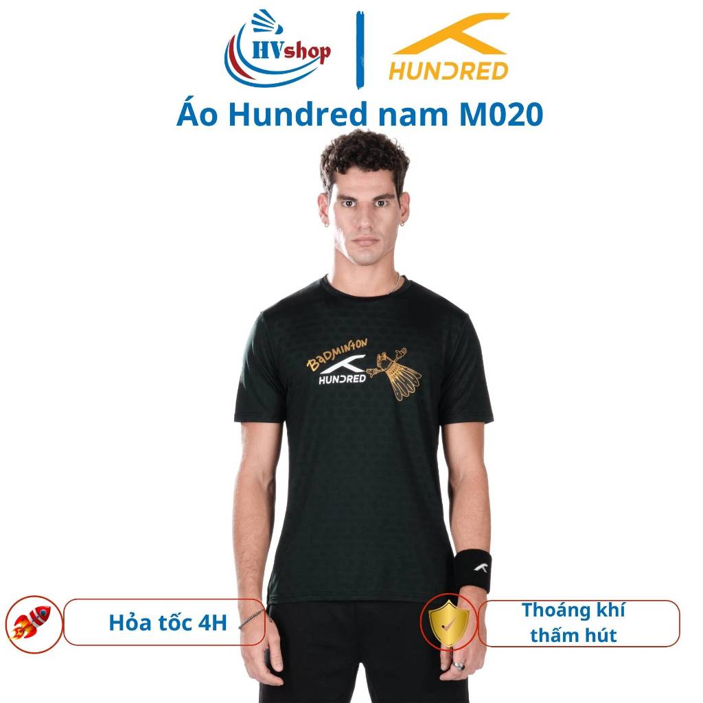 Áo cầu lông Hundred M020 chính hãng, Unisex, thoáng khí, thấm hút mồ hôi tốt - HVShop
