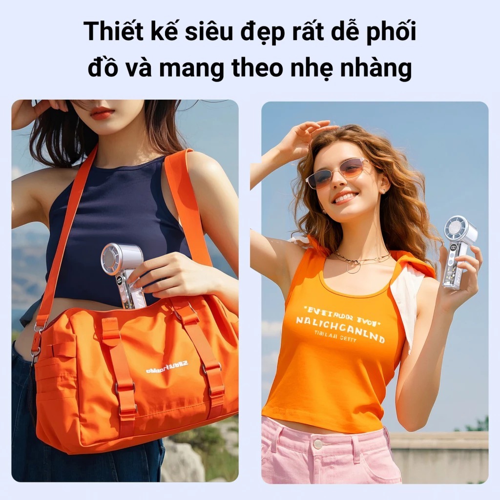 Quạt Sò Lạnh Cầm Tay Mini Làm Mát 3S, Tích Điện, Màn Hình LED, Quạt Làm Lạnh Nhanh, Pin Lâu Cao Cấp