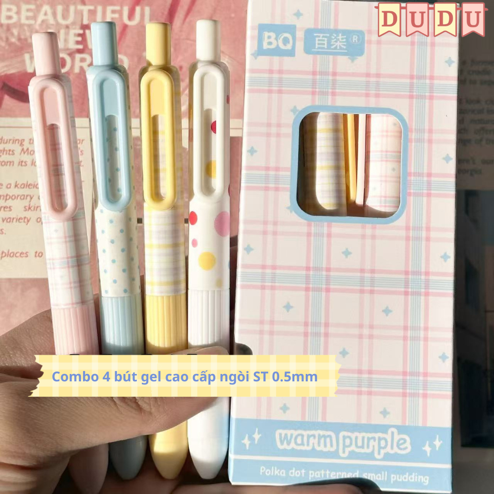 Hộp 4 Bút Gel DUDU Cao Cấp BQ Phong Cách CARO 0.5mm Nhanh Khô Không Tắc ...