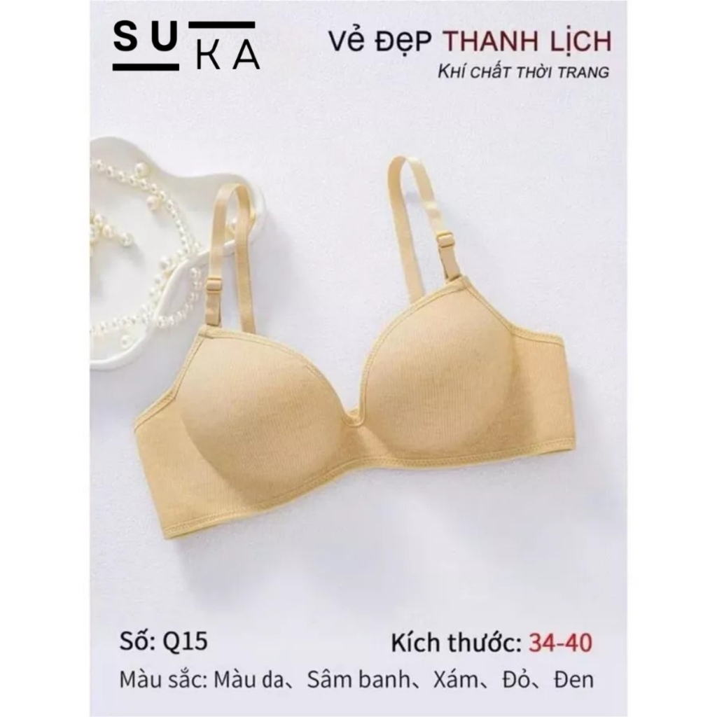 Áo Lót Nữ Không Gọng Đúc Su Dày Quai Chéo 3cm Nâng Đẩy Vòng 1 Tạo Form Đẹp Q15