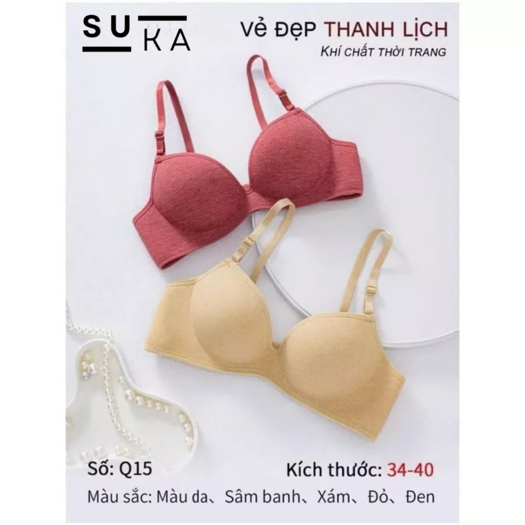 Áo Lót Nữ Không Gọng Đúc Su Dày Quai Chéo 3cm Nâng Đẩy Vòng 1 Tạo Form Đẹp Q15