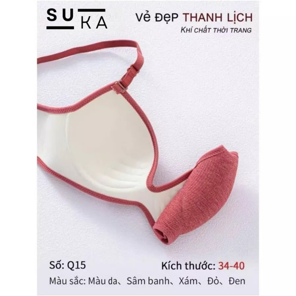 Áo Lót Nữ Không Gọng Đúc Su Dày Quai Chéo 3cm Nâng Đẩy Vòng 1 Tạo Form Đẹp Q15