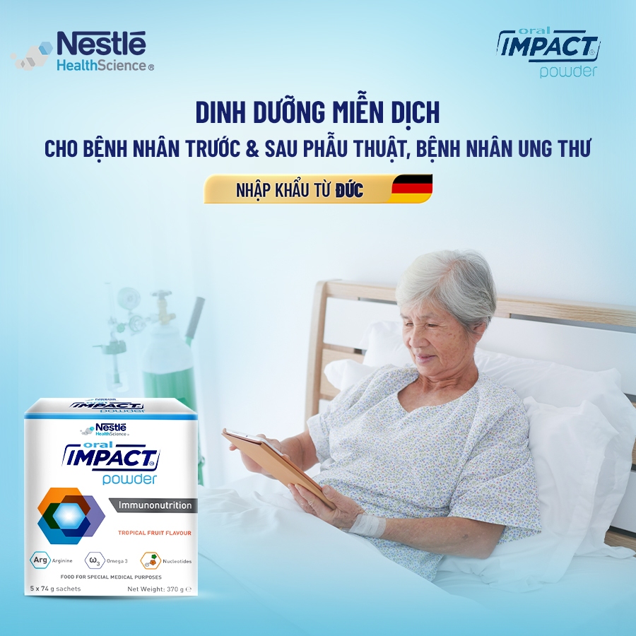 Bộ 2 Sữa Dinh Dưỡng Y Học NESTLÉ ORAL IMPACT Đức Cho Người Ung Thư,Phẫu Thuật 5 Gói x 74G