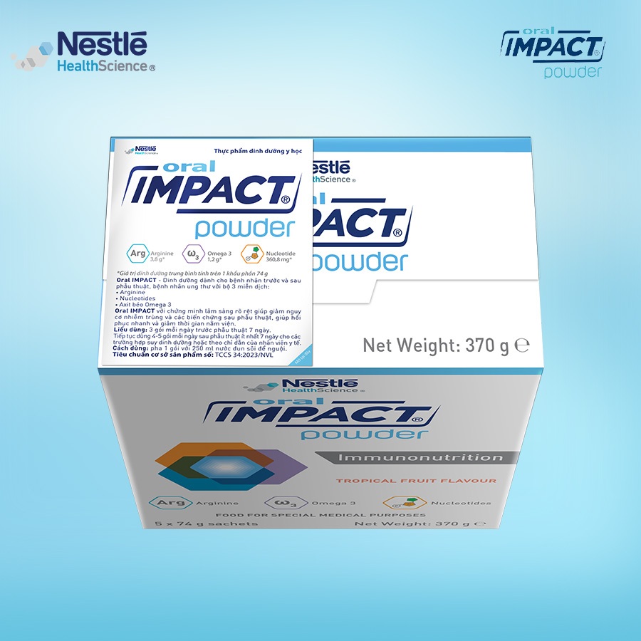 Bộ 2 Sữa Dinh Dưỡng Y Học NESTLÉ ORAL IMPACT Đức Cho Người Ung Thư,Phẫu Thuật 5 Gói x 74G