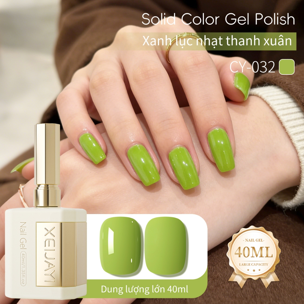 XEIJAYI 40ml - Sơn móng tay dạng gel màu xanh bơ, bền màu và thời trang, thích hợp cho việc tự làm nghệ thuật vẽ móng.