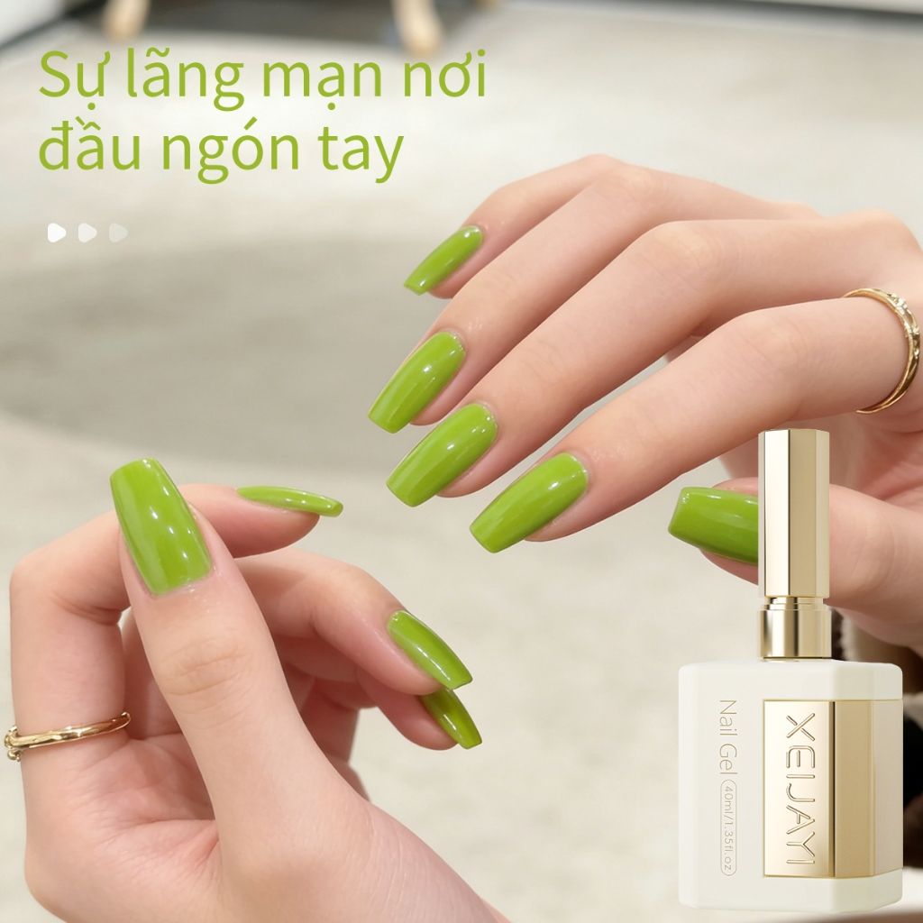 XEIJAYI 40ml - Sơn móng tay dạng gel màu xanh bơ, bền màu và thời trang, thích hợp cho việc tự làm nghệ thuật vẽ móng.