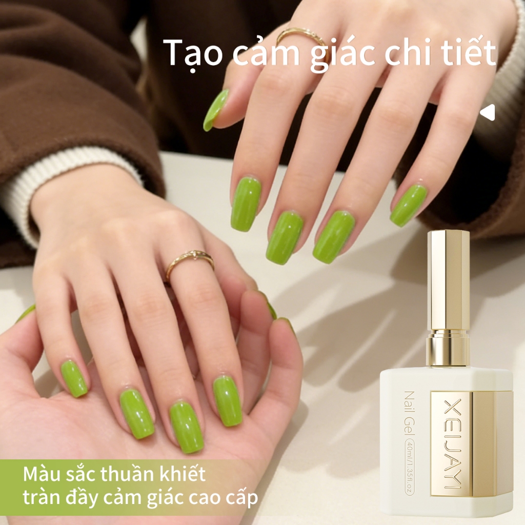 XEIJAYI 40ml - Sơn móng tay dạng gel màu xanh bơ, bền màu và thời trang, thích hợp cho việc tự làm nghệ thuật vẽ móng.