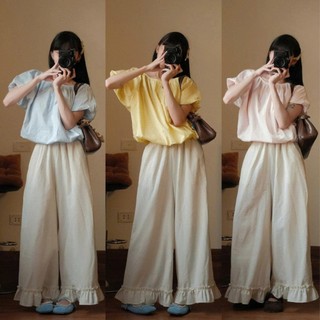 Áo Kiểu Nữ Cổ Tròn Tay Phồng Dáng Bí Bubble Top Dễ Thương Tôn Dáng Form Rộng Phong Cách Hàn Quốc Hot Trend 247Store