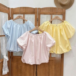 Áo Kiểu Nữ Cổ Tròn Tay Phồng Dáng Bí Bubble Top Dễ Thương Tôn Dáng Form Rộng Phong Cách Hàn Quốc Hot Trend 247Store
