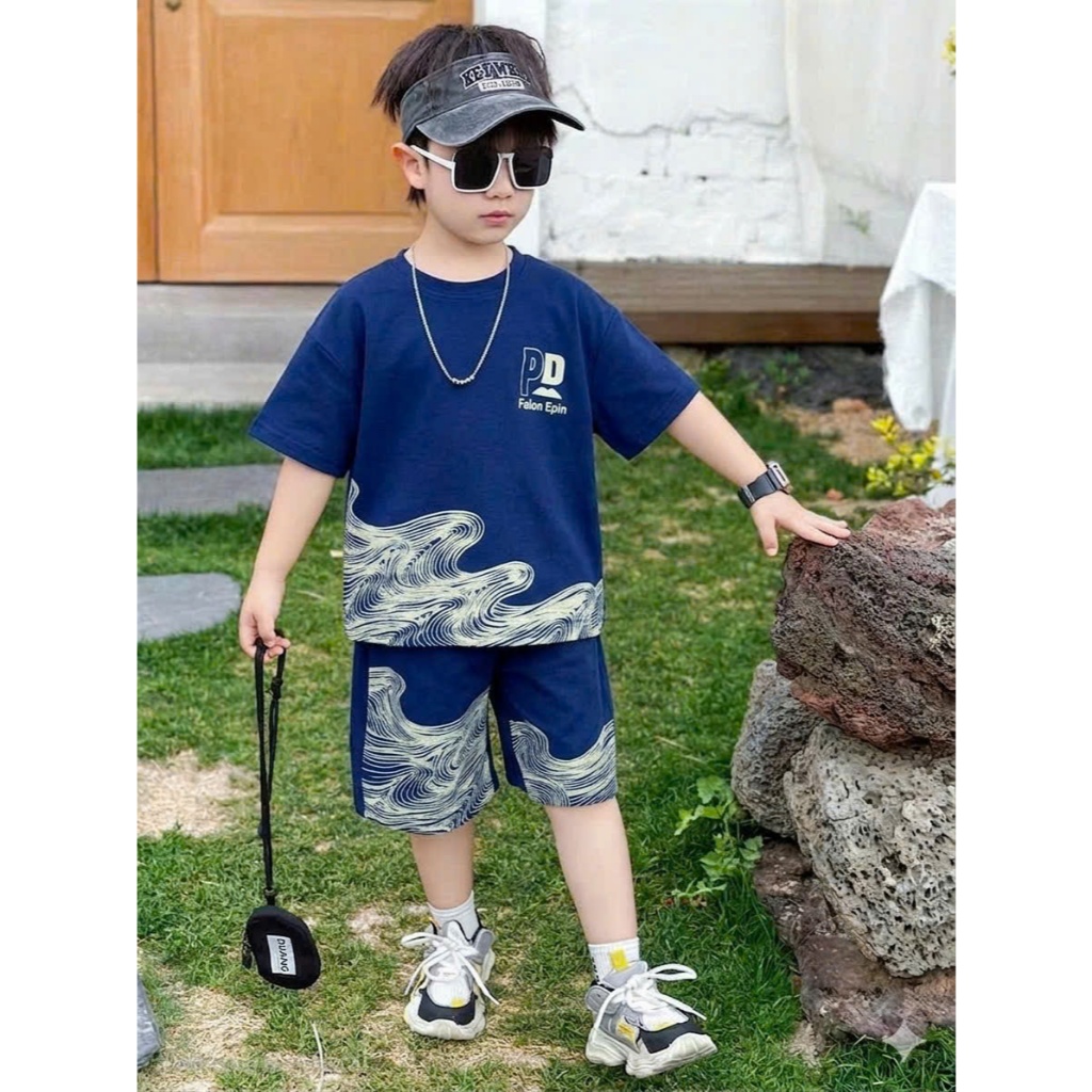 ( COMBO 1-2-3 ) BỘ BÉ TRAI VIỀN SÓNG 3 MÀU SZ 14 - 43 KG QUẦN ÁO BÉ TRAI MÙA HÈ