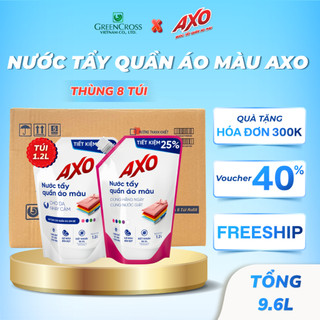 Thùng 8 Nước Tẩy Quần Áo Màu AXO 1200ml - Tẩy Mạnh, Không Mùi Khó Chịu, Tiết Kiệm