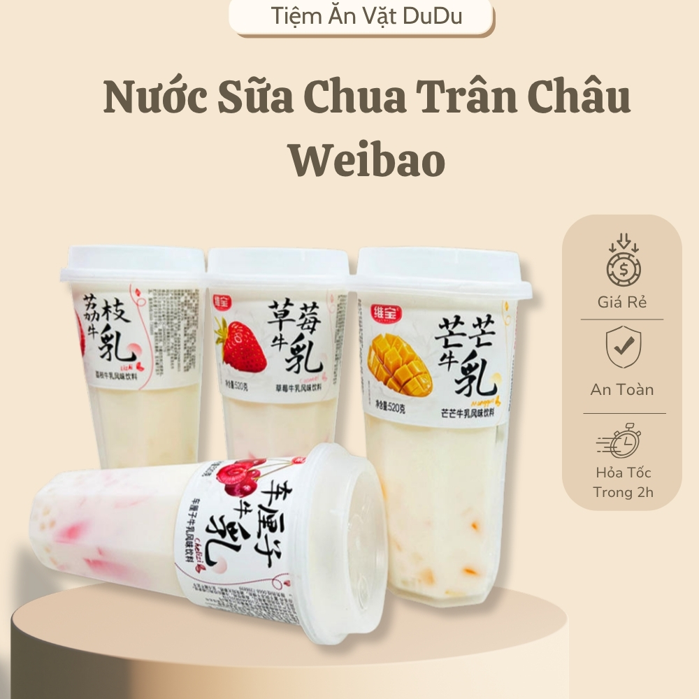 Nước Sữa Chua Trân Châu WEIBAO Nội Địa Trung 520G, Nước Sữa Chua Thạch Thơm Ngon - Tiệm Ăn Vặt DuDu