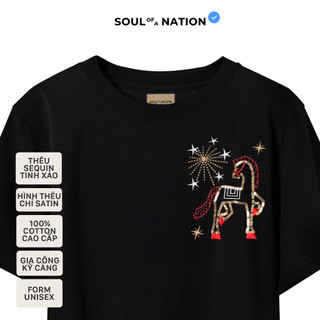 Áo thun THÊU BÍNH NGỌ PHỒN HOA kết hợp Sequin lấp lánh unisex CAO CẤP form basic 100% cotton SOUL OF A NATION