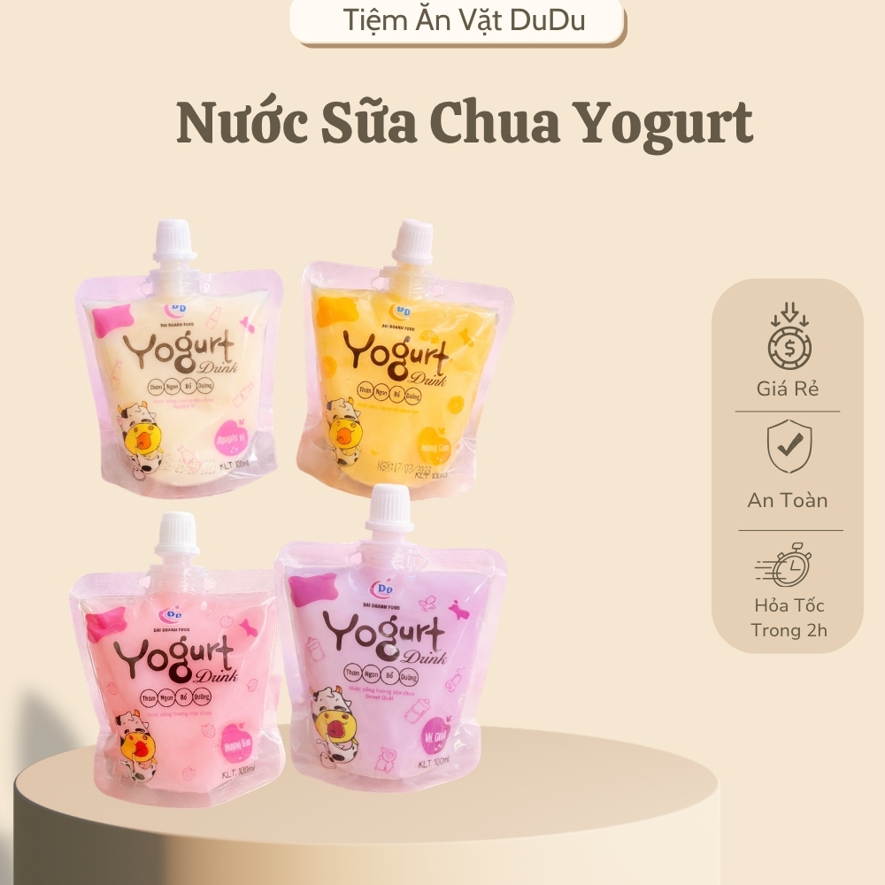 Nước Sữa Chua Yogurt, Nước Sữa Chua Hương Trái Cây, Sữa Chua Uống Giải Nhiệt Mùa Hè -Tiệm Ăn Vặt Dudu