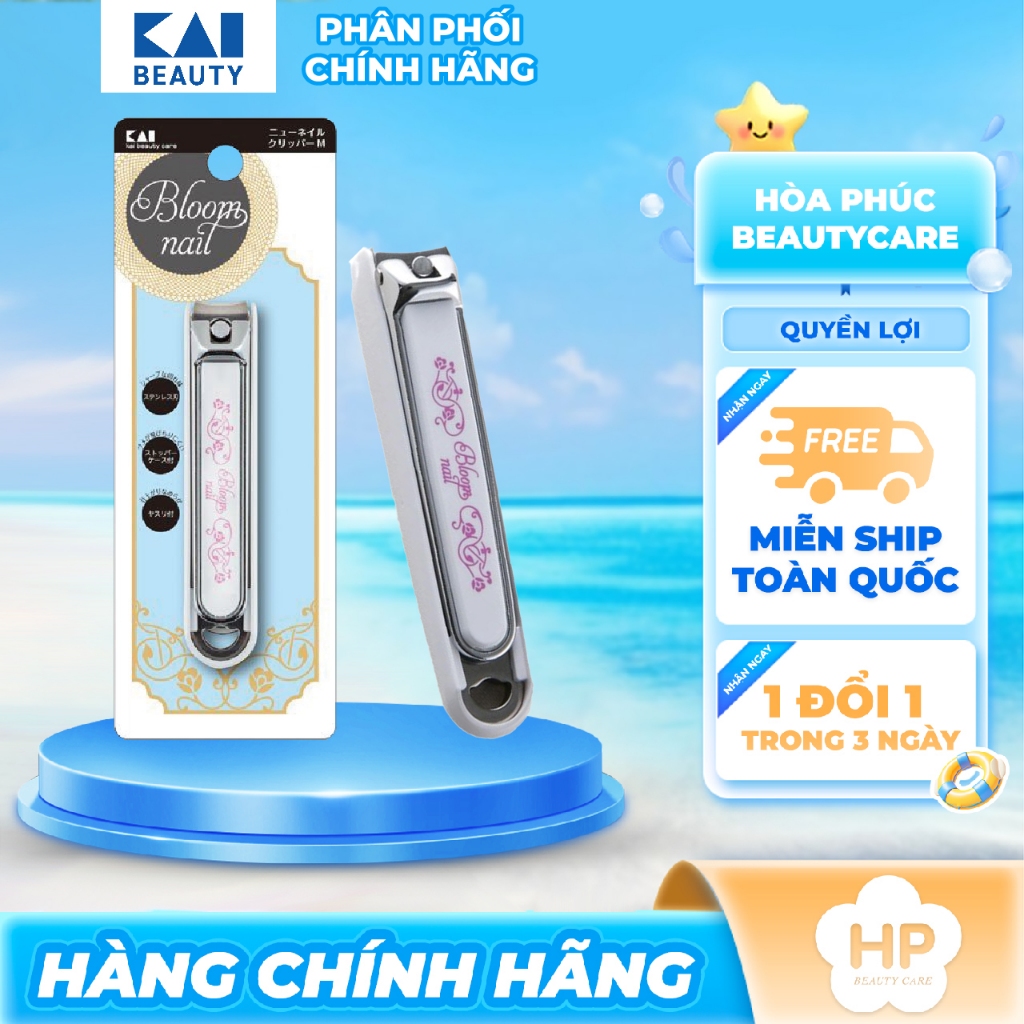 Bấm Móng Tay Inox Hoa Văn Kai Razor 01069-HC3604 (Cỡ Lớn - Màu Trắng)