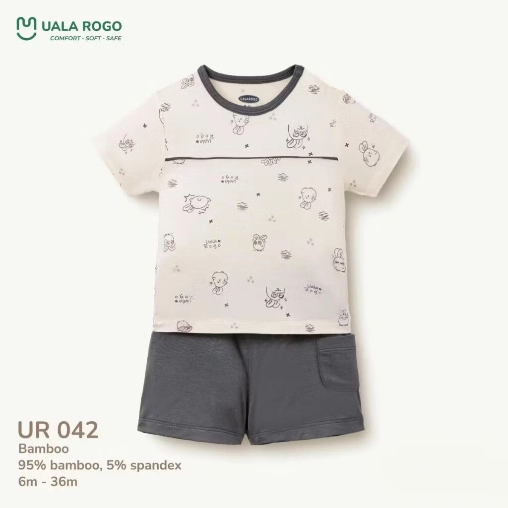 Uala Rogo Bộ Quần Áo Cộc Tay Vải Bamboo, Vải Modal Cho Bé Trai