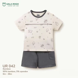 Uala Rogo Bộ Quần Áo Cộc Tay Vải Bamboo, Vải Modal Cho Bé Trai