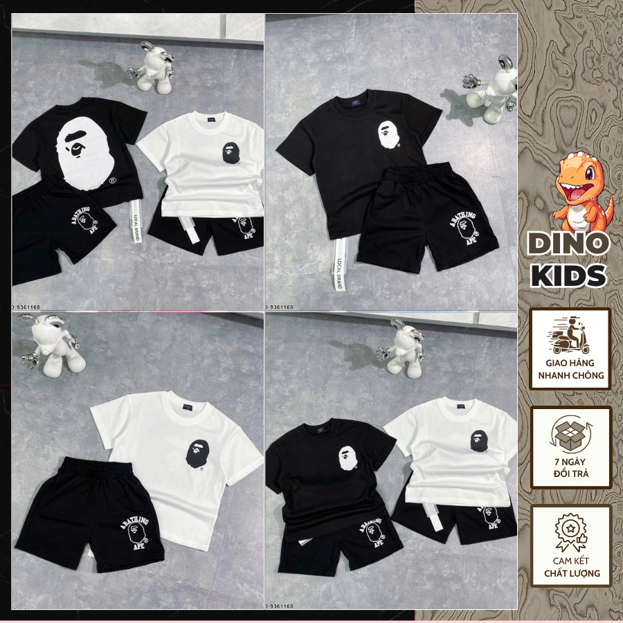 Bộ quần áo ngắn tay cho bé trai in chữ APE 2 màu đơn giản hàng siêu đẹp-Bộ quần áo ngắn tay cho bé hàng cao cấp