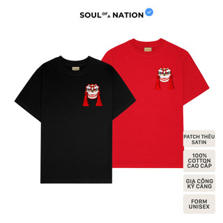 Áo Thun PATCH THÊU LÂN VIỆT 2026 unisex CAO CẤP form basic SOUL OF A NATION - Đen/Trắng/Đỏ Tươi