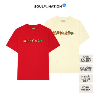 Áo thun unisex In hình TẾT CLUB  phiên bản 2026 form basic 100% cotton SOUL OF A NATION - Đỏ / Kem nhạt / Hồng