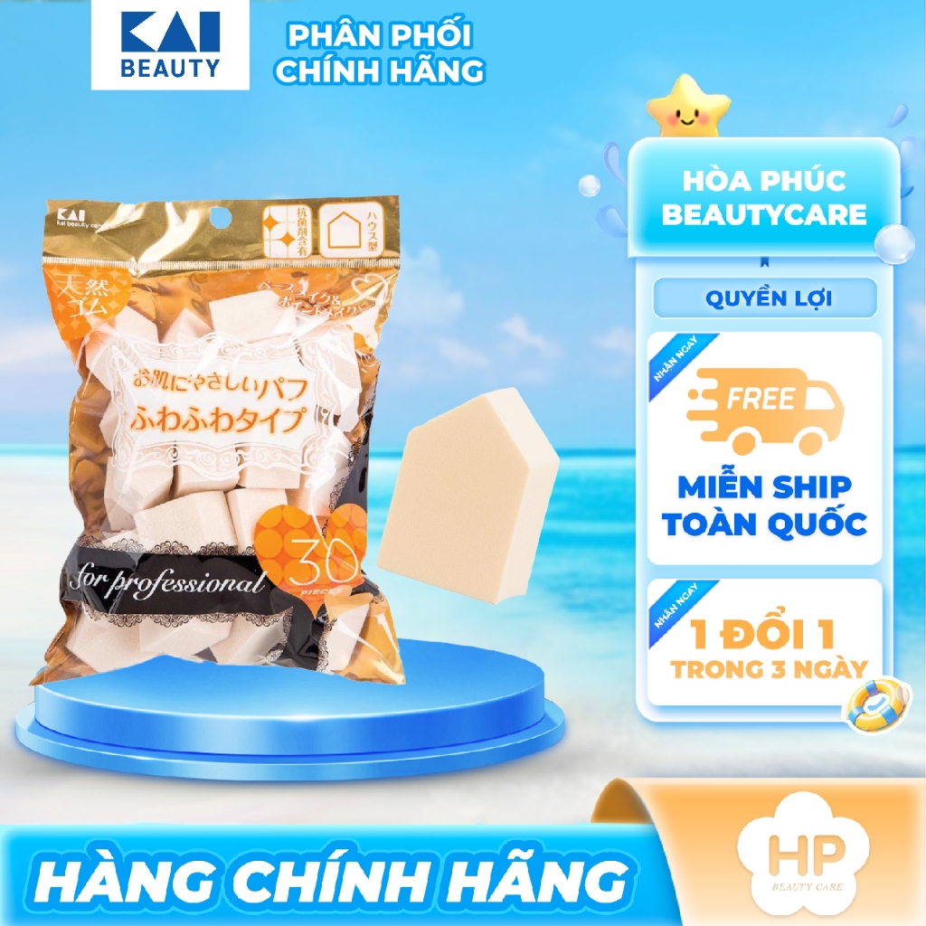 Bông Phấn Dùng Để Tán Kem Nền Hoặc Dặm Phấn Kai 83037 - 000KQ3064  (Set 30 mút)
