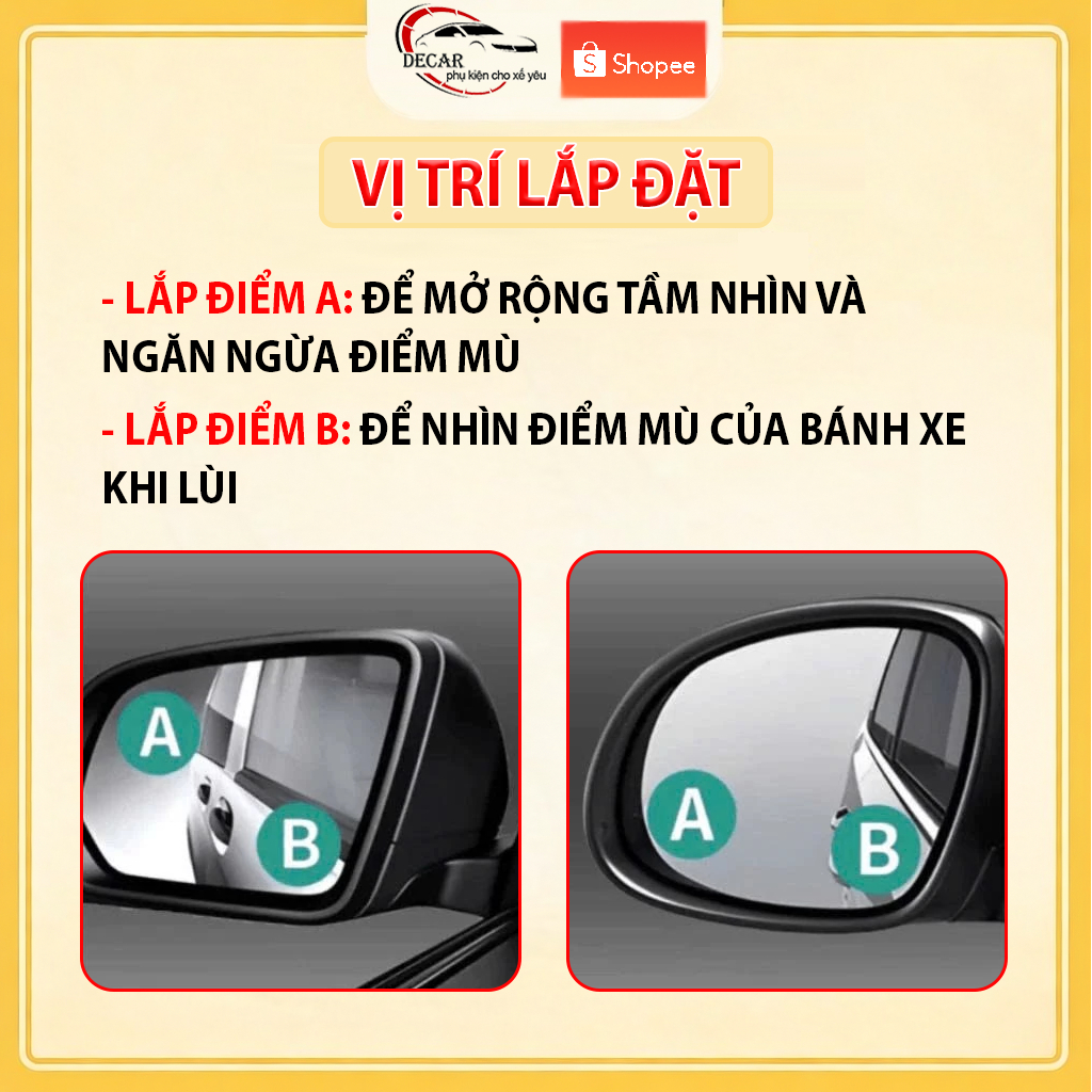 Bộ 2 gương cầu lồi ô tô 360 độ cao cấp, gương chiếu hậu , kính lồi gắn gương oto xóa điểm mù xe tải