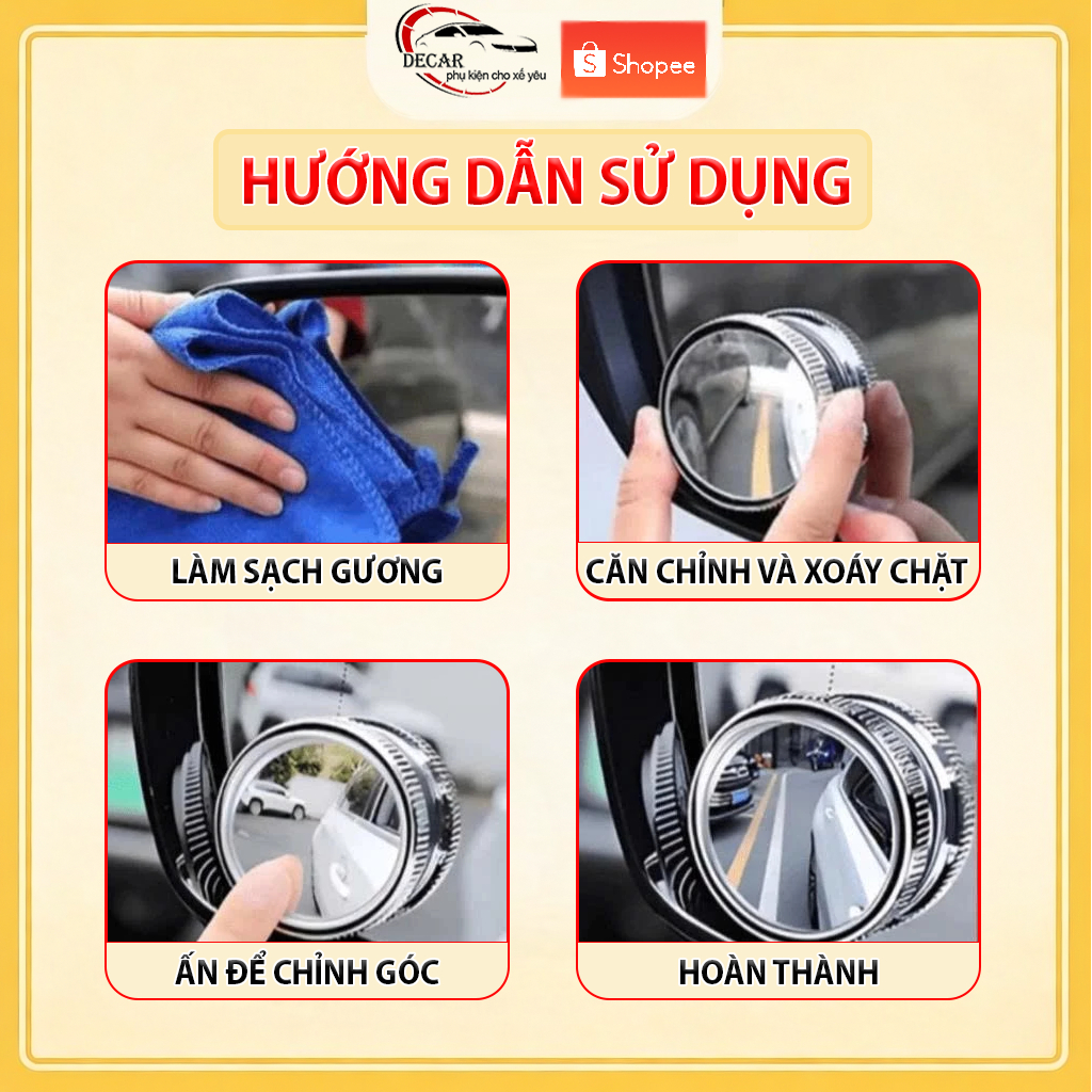 Bộ 2 gương cầu lồi ô tô 360 độ cao cấp, gương chiếu hậu , kính lồi gắn gương oto xóa điểm mù xe tải