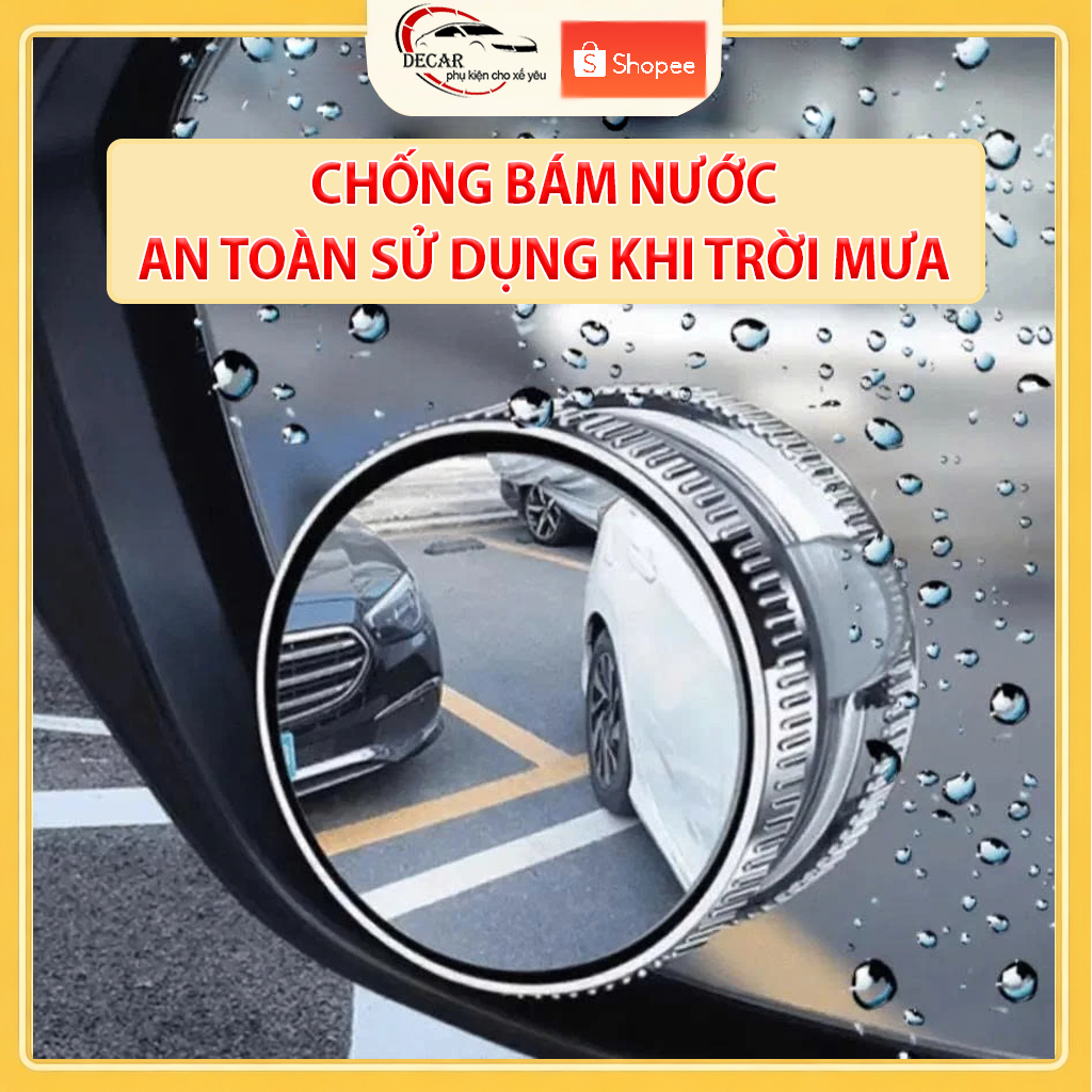Bộ 2 gương cầu lồi ô tô 360 độ cao cấp, gương chiếu hậu , kính lồi gắn gương oto xóa điểm mù xe tải