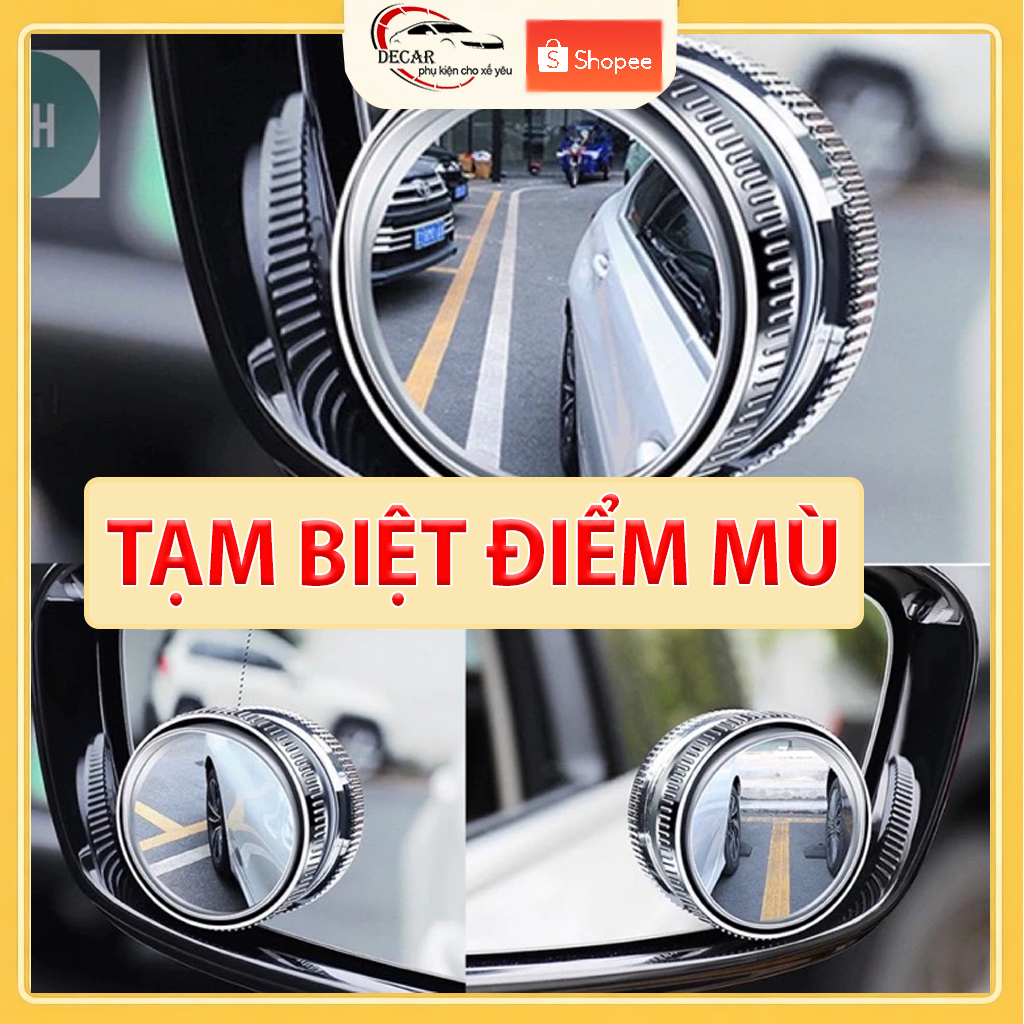 Bộ 2 gương cầu lồi ô tô 360 độ cao cấp, gương chiếu hậu , kính lồi gắn gương oto xóa điểm mù xe tải