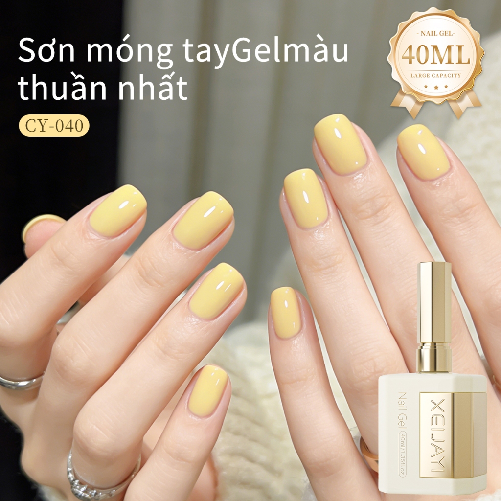 XEIJAYI 40ml - Sơn móng tay dạng gel màu vàng phô mai mới, bền chắc và lâu trôi, thích hợp cho mọi mùa