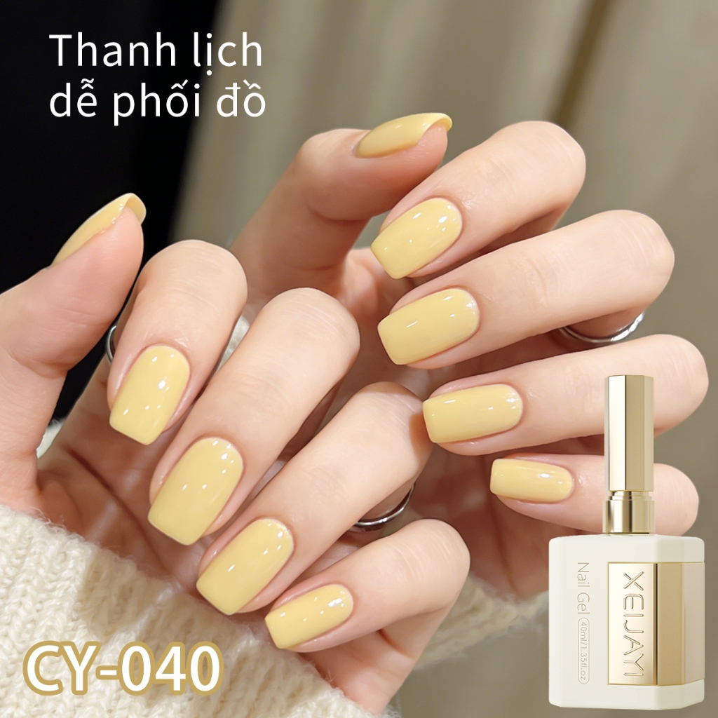 XEIJAYI 40ml - Sơn móng tay dạng gel màu vàng phô mai mới, bền chắc và lâu trôi, thích hợp cho mọi mùa