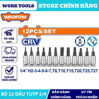 ĐỒ NGHỀ WADFOW Bộ 12 đầu tuýp 1/4" ra đầu vít lục giác, sao WST2414