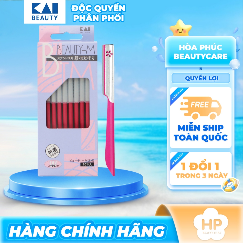 Dao Cạo Lông Mày Cán Dài Kai Razor 00743 BTM-10H1 Set 10 Cây