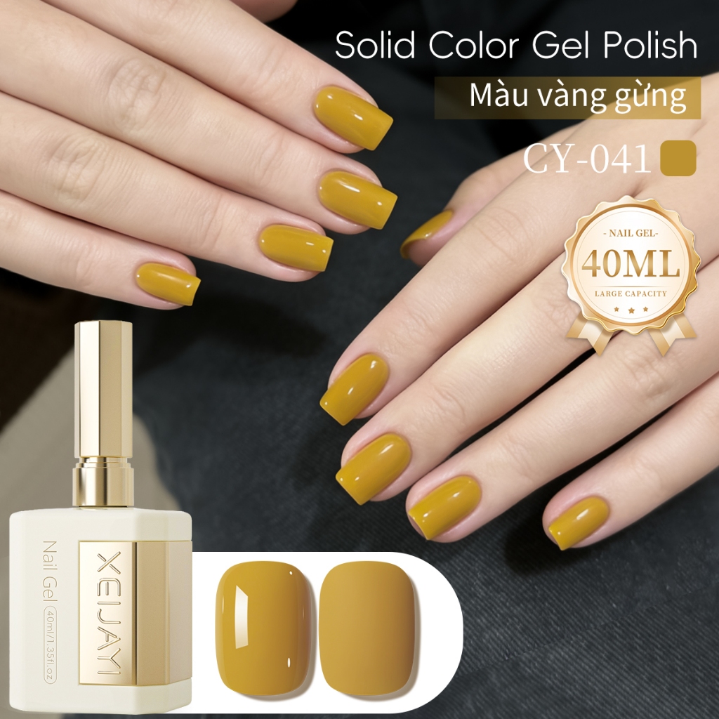 XEIJAYI 40ml - Sơn móng tay dạng gel màu vàng gừng, màu sắc bền lâu, phù hợp với mọi tông da.
