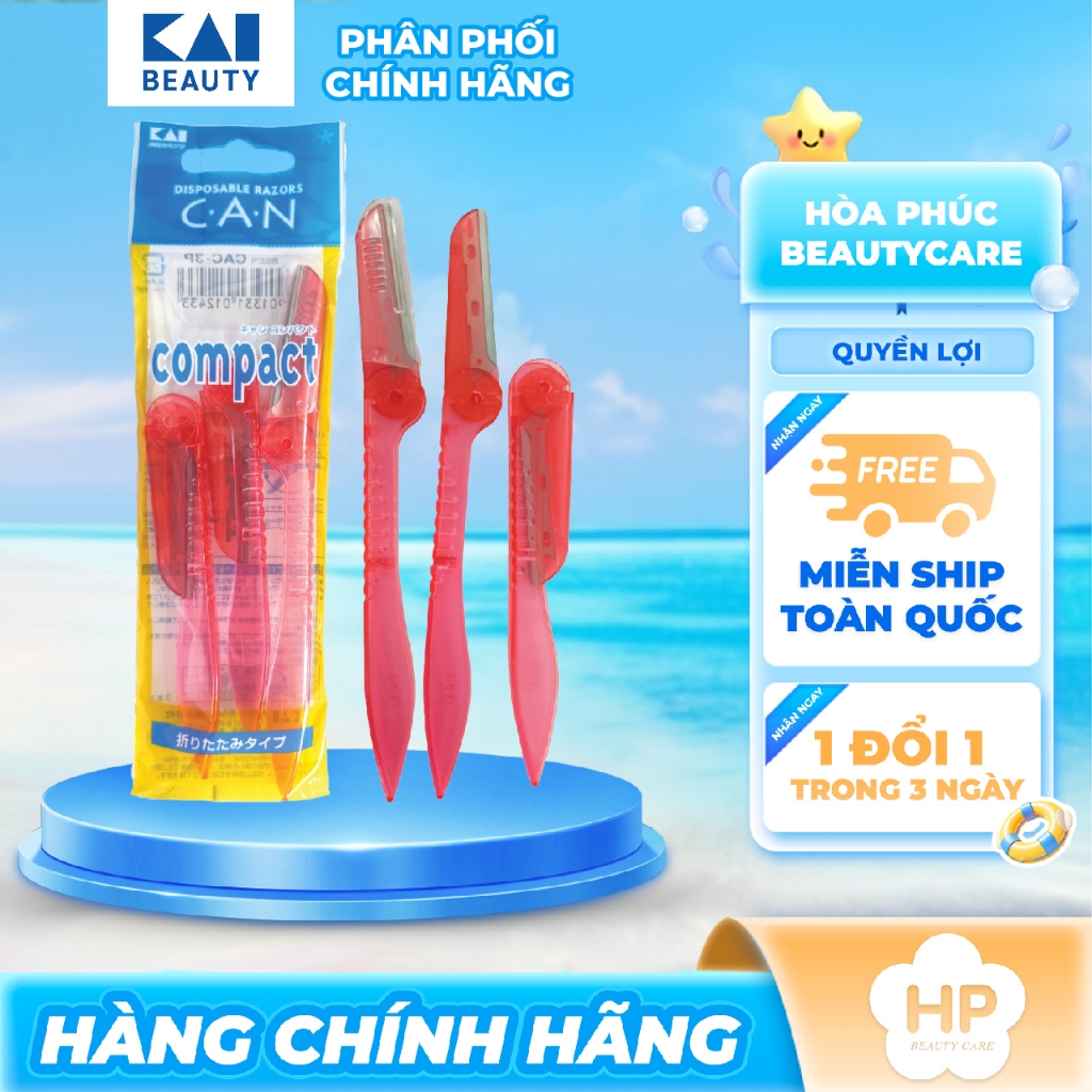 Dao Cạo Lông Mày Cán Gập Kai 01243 - 3P (Set 3 Cây)