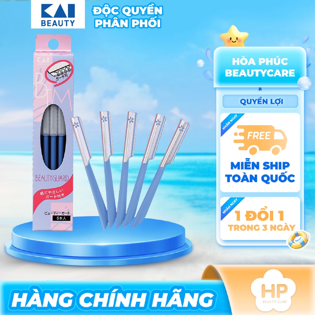 Dao Cạo Lông Mày Lưỡi Thép Có Màng Bảo Vệ Kai Kazor BTM Beauty Guar 00661 (Set 5 cây)