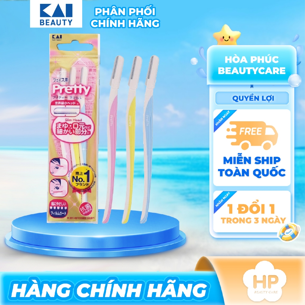 Dao Cạo Lông Mày Kai Pretty 00188- GA06X6 (Set 3 cây)
