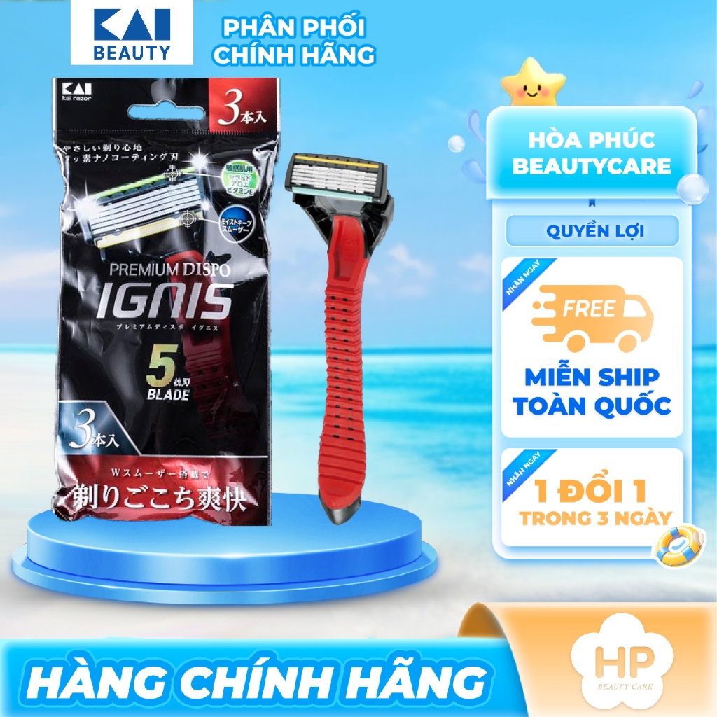 Dao Cạo Râu Thân Nhựa 5 Lưỡi Kai Travel 00638 - GA0017X4 (Set 3 cây)