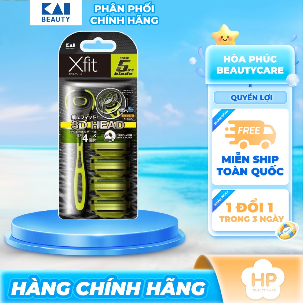 Dao Cạo Râu 5 Lưỡi 3D Kai Xfit - 01307 (Set 1 cây Và 4 Lưỡi Thay Thế)