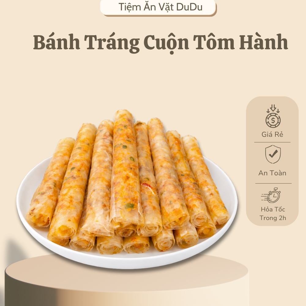 Bánh Tráng Cuộn Tôm Hành Vị Phô Mai Sữa, Bánh Tráng Cuộn Tôm Hành Dai Ngon Hấp Dẫn, Bánh Tráng Ăn Vặt - Tiệm Ăn VặtDuDu