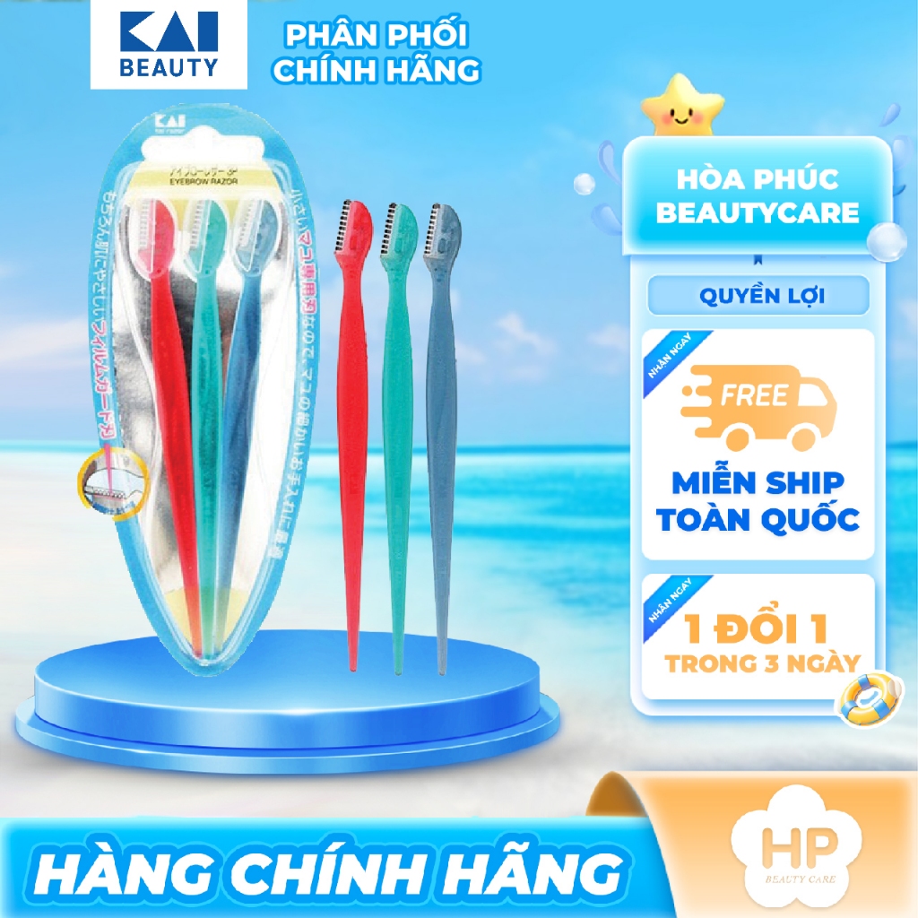 Dao Cạo Lông Mày Cán Dài Kai Eyebrow Razor 08757 EBR-3P (Set 3 Cây)
