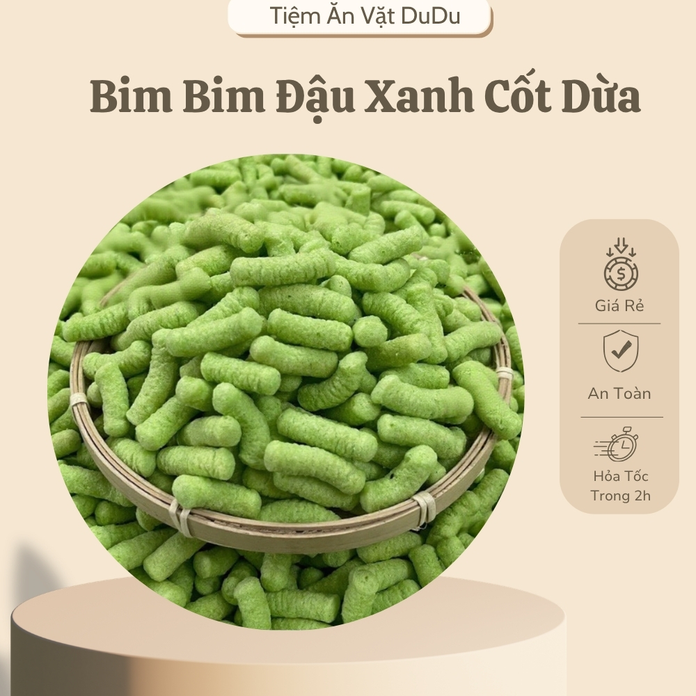 Bim Bim Đậu Xanh Nước Cốt Dừa Tuổi Thơ,Snack Bim Bim Đậu Xanh Thơm Ngon Giòn Tan - Tiệm Ăn Vặt DuDu