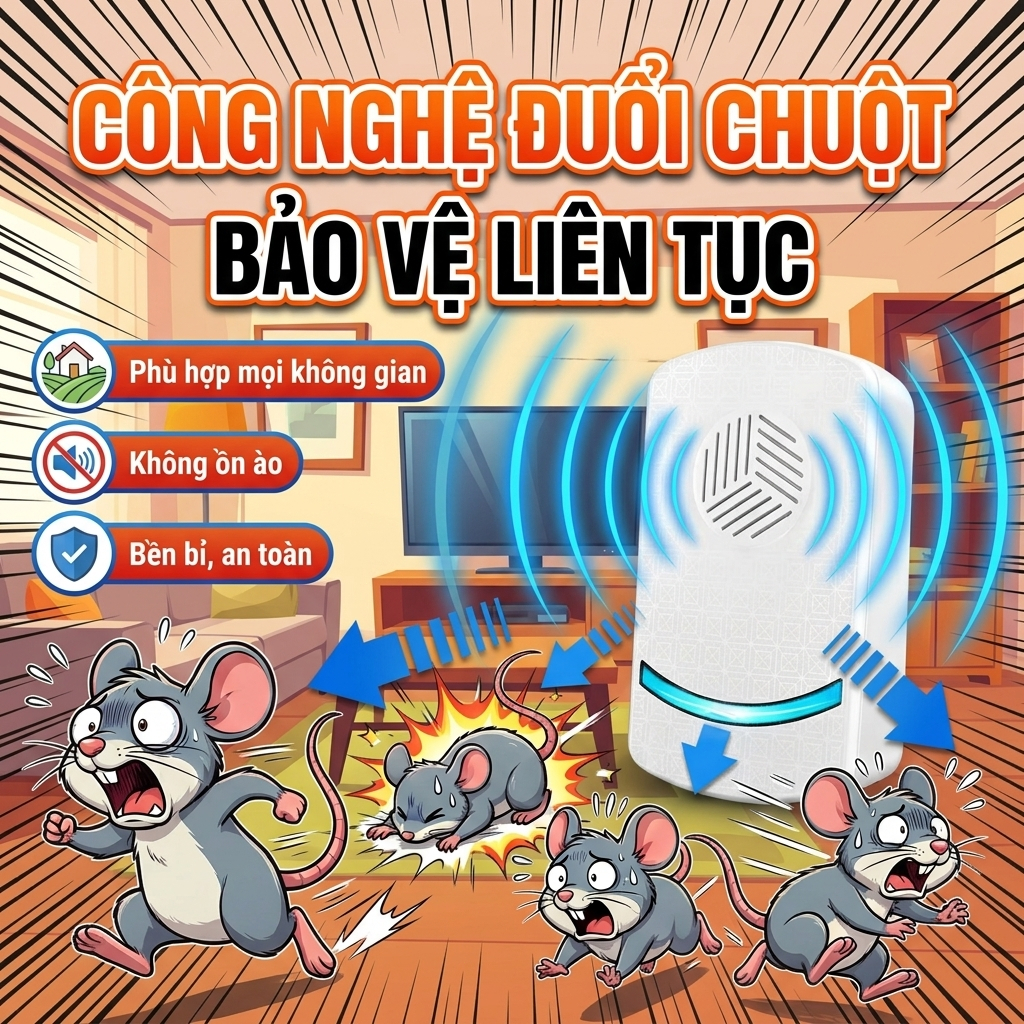 🐭 Mua 2 Tặng 1! Máy Đuổi Chuột Siêu Âm Mới Nhất – Đuổi Chuột Hiệu Quả, Phủ Rộng, An Toàn