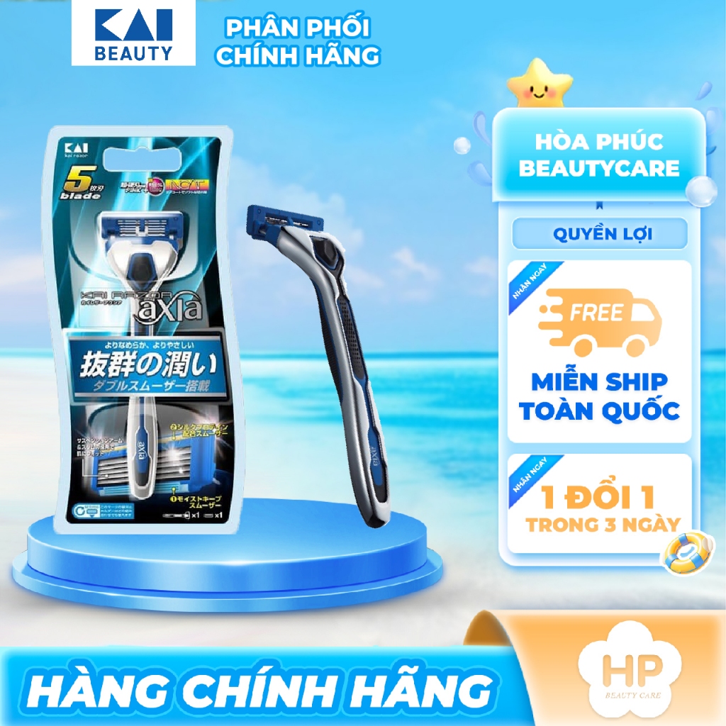 Dao Cạo Râu 5 Lưỡi Kép Kai Razor 5 Blade 0607-GA0014X4 Màu Xanh