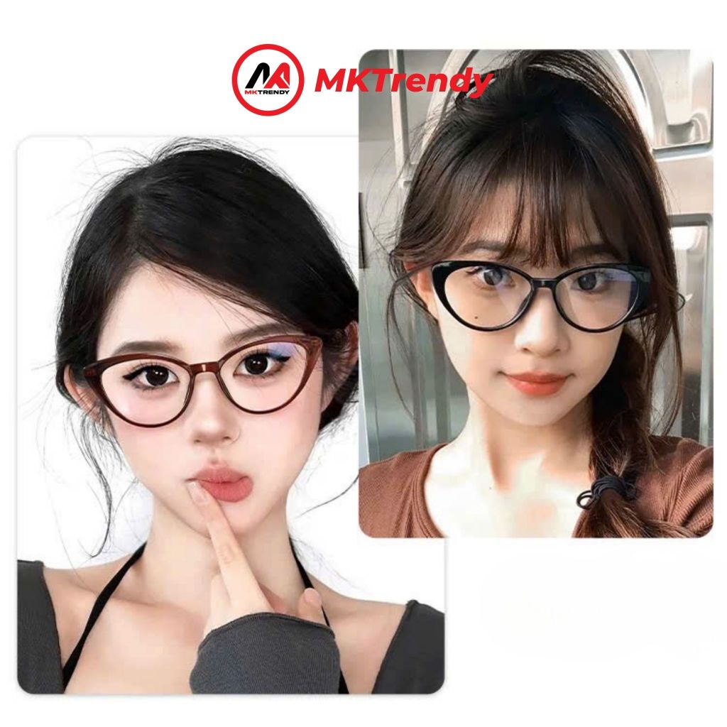 MKTRENDY Kính mắt mèo thời trang nữ gọng kim loại chống tia UV chống ánh sáng xanh phong cách K25